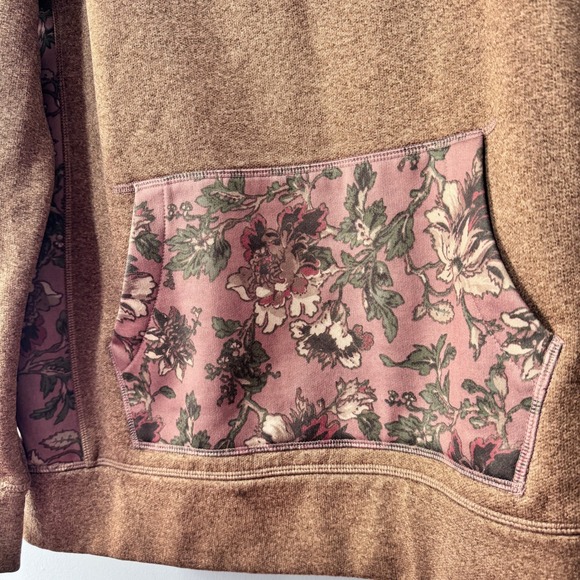 Burton Women's Hoodie Floral Print Brown Lightweight Hooded Sweatshirt XL - Picture 2 of 4